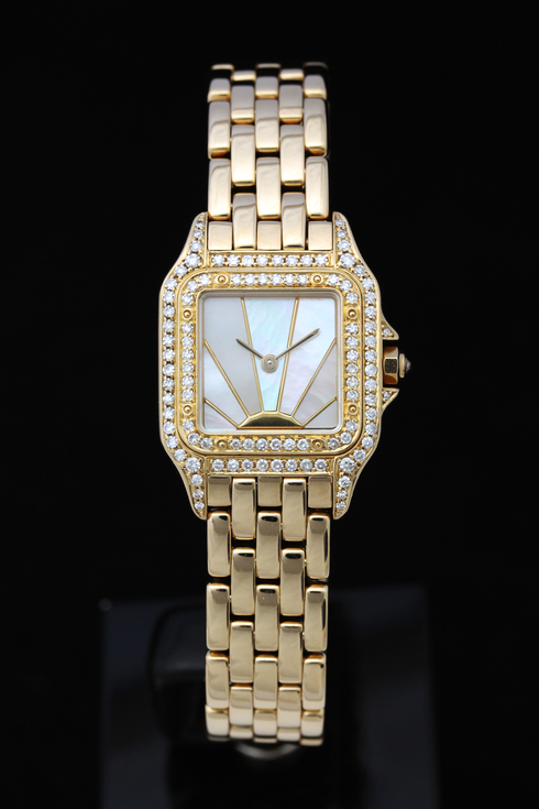 【Cartier】Panther 18k Yellow Gold & Diamond Case & Bezel Ladies Watch